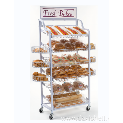 Floor Supermarket Retail Store multi shelves wire bread rack bakery display rack metal bread display rack